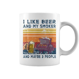 I Like Beer And My Smoker And Maybe 3 People Wine Vintage Coffee Mug - Seseable
