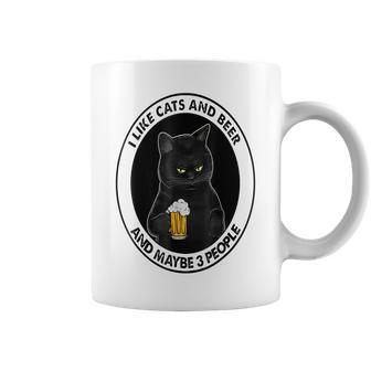 I Like Beer My Cat And Maybe 3 People Cat Lovers Coffee Mug - Seseable