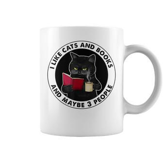 I Like Cats And Books And Maybe 3 People Coffee Mug - Seseable