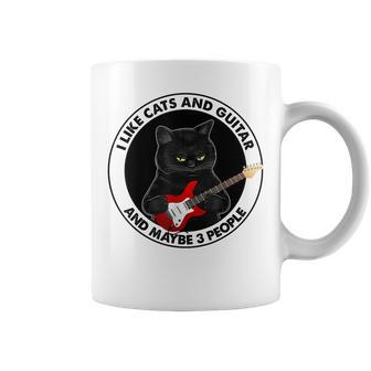 I Like Cats And Guitar And Maybe 3 People Cat Plays Guitar Coffee Mug - Seseable