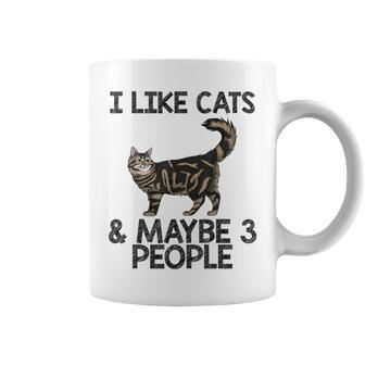 I Like Cats And Maybe 3 People Funny Maine Coon Cat Coffee Mug - Seseable