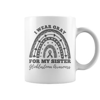 I Wear Gray For My Sister Glioblastoma Gbm Awareness Rainbow Coffee Mug | Mazezy