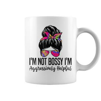 Im Not Bossy Im Aggressively Helpful Funny Women Messy Bun Coffee Mug - Thegiftio UK