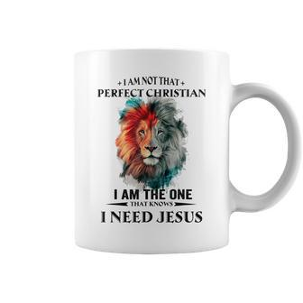 Im Not Perfect Christian I Need Jesus Lion Judah Christian Coffee Mug - Seseable