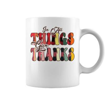 In All Things Give Thanks Groovy Leopard Thanksgiving Coffee Mug - Seseable