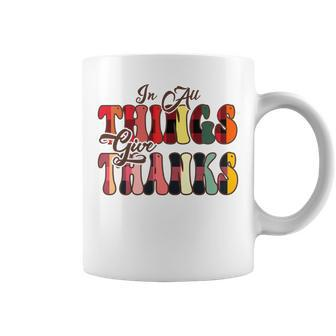 In All Things Give Thanks Groovy Leopard Thanksgiving Coffee Mug - Seseable