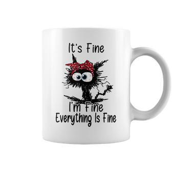 Its Fine Im Fine Everything Messy Bun Cat Mom Mothers Day Coffee Mug | Mazezy