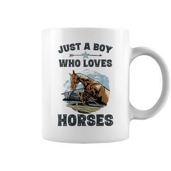 Just A Boy Who Loves Horses Horse Equestrian Boys Coffee Mug | Mazezy