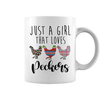 Just A Girl That Loves Peckers Funny Chicken Lover Rooster Coffee Mug | Mazezy