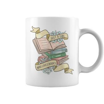 Just A Girl Who Loves Books Lover Bookworm Bookaholic Reader Coffee Mug | Mazezy