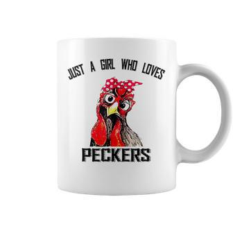 Just A Girl Who Loves Peckers Funny Womens Chicken Lover Coffee Mug | Mazezy