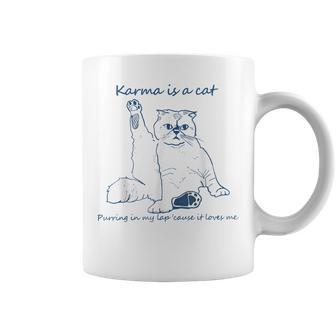 Karma Is A Cat Purring In My Lap Cause It Loves Me Cat Love Coffee Mug - Thegiftio UK