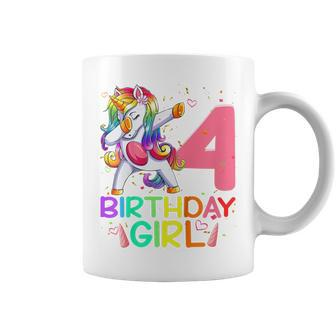 Kids 4 Year Old Dabbing Unicorn 4Th Birthday Girl Kids Girls Coffee Mug - Thegiftio UK