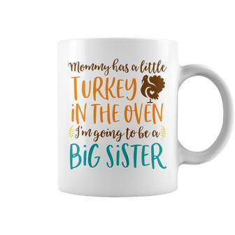 Kids Big Sister Thanksgiving Pregnancy Announcement Fall Coffee Mug | Mazezy