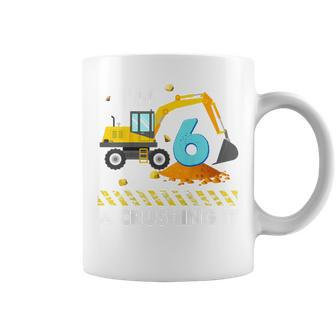 Kids Im 6 And Crushing It 6 Years Boys 6Th Birthday Excavator Coffee Mug - Thegiftio UK