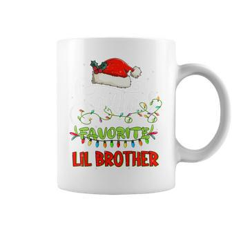 Kids Santas Favorite Lil Brother Funny Christmas Santa Hat Lights Coffee Mug - Thegiftio UK