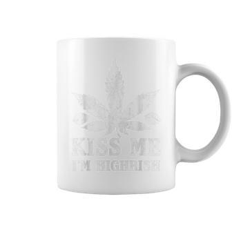 Kiss Me Im Highrish Shamrock Funny Irish St Patricks Day Coffee Mug - Seseable