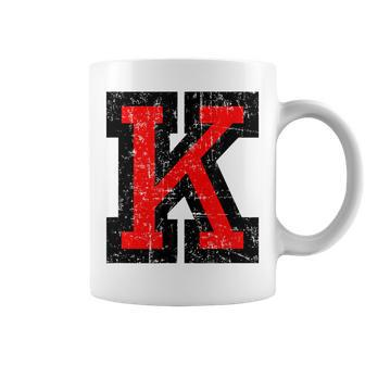 Letter K Vintage BlackRed Coffee Mug - Seseable