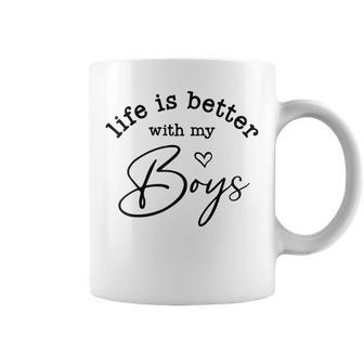 Life Is Better With My Boys Mom Of Boys Gifts Mothers Day Coffee Mug - Thegiftio UK