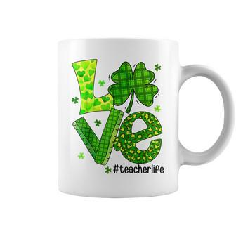 Love Shamrock Teacher Life St Patricks Day Teacher Leopard V2 Coffee Mug - Seseable