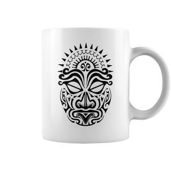 Maori Polynesian Tattoo Haka Dance Face Mask Head Coffee Mug | Mazezy