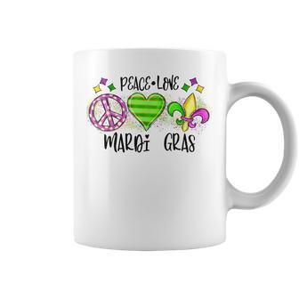 Mardi Gras Peace Love Mardi Gras Colorful Funny Mardi Gras Coffee Mug - Seseable