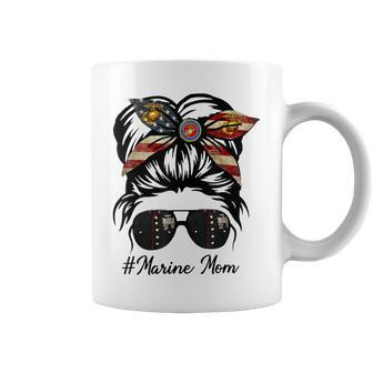 Marine Life Marine Mom Military Messy Bun Marine Wife Gift For Womens Coffee Mug | Mazezy