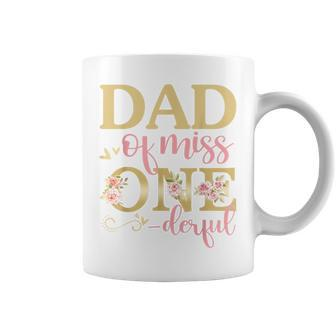 Mens Dad Of Little Miss Onederful Birthday 1St Family Matching Coffee Mug - Seseable
