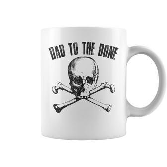 Mens Dad To The Bone Funny Father Joke Vintage Skull Cross Bones Coffee Mug - Seseable