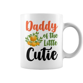 Mens Daddy Little Cutie Baby Shower Orange 1St Birthday Party Coffee Mug | Mazezy