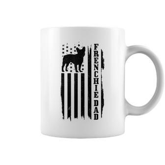 Mens Frenchie Dad Vintage American Flag Patriotic French Bulldog Coffee Mug - Seseable