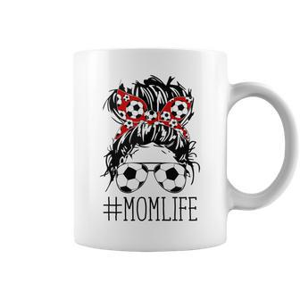 Messy Bun Bandana Soccer Sunglasses Mom Life Mothers Day Coffee Mug - Thegiftio UK
