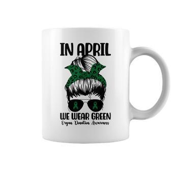 Messy Bun In April We Wear Green Organ Donation Awareness Coffee Mug | Mazezy