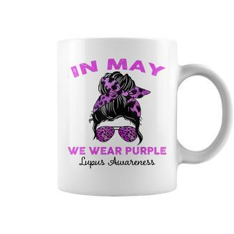 Messy Bun In May We Wear Purple Lupus Awareness Month Coffee Mug | Mazezy