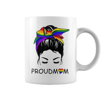 Messy Hair Bun Proud Mom Lgbt Gay Pride Support Lgbtq Outfit Coffee Mug - Thegiftio UK