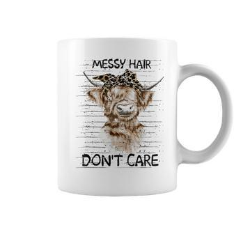 Messy Hair Dont Care Cow Gift For Women Coffee Mug | Mazezy CA