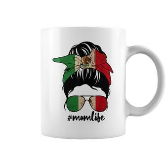 Mexican Mom Messy Bun Mexico Pride Patriotic Mothers Day Coffee Mug | Mazezy