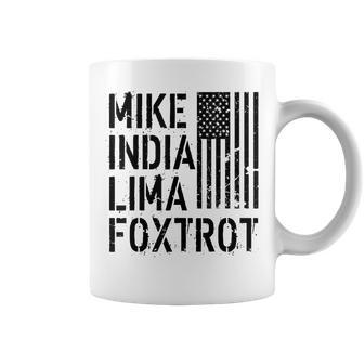 Mike India Lima Foxtrot Hot Mom Muscle Mommy American Flag Coffee Mug | Mazezy