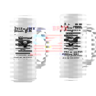 Military Brat Strong Brave Eagle American Flag Purple Up Coffee Mug | Mazezy