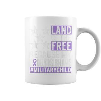 Military Child Month Purple Up Land Of The Free Daddy Brave Coffee Mug | Mazezy