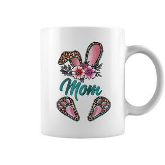 Mom Bunny Ears Easter Day Cute Leopard Print Floral Coffee Mug | Mazezy