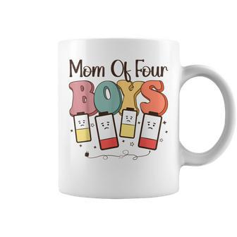 Mom Of 4 Boys From Son Groovy Mothers Day Four Sons Coffee Mug | Mazezy