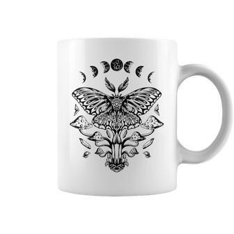 Moon Phases Luna Moth Black Craft Coffee Mug | Mazezy