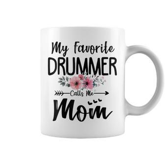 My Favorite Drummer Calls Me Mom Flowers Mothers Day Gift Coffee Mug - Thegiftio UK