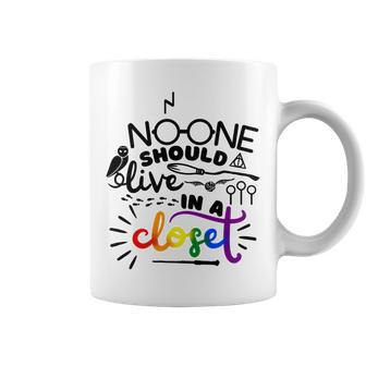 No One Should Live In A Closet Pride Lgbtq Lesbian Gay Ally Coffee Mug | Mazezy CA