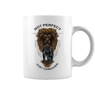 Not Perfect Just Forgiven Christian Religious Lion Of Judah Coffee Mug - Seseable