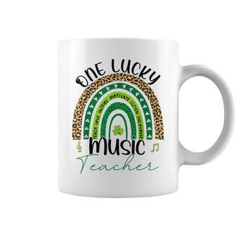 One Lucky Music Teacher St Patricks Day Teacher Rainbow Coffee Mug - Seseable