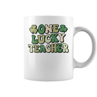 One Lucky Teacher Groovy Retro Teacher St Patricks Day Coffee Mug | Mazezy