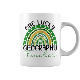 One Lucky Teacher Rainbow St Patricks Day Geography Teacher Coffee Mug - Seseable