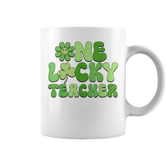 One Lucky Teacher Retro Groovy Shamrock St Patricks Day Coffee Mug - Thegiftio